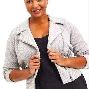 NEW Torrid Quilted Light Gray Bomber Jacket Plus Size 2X